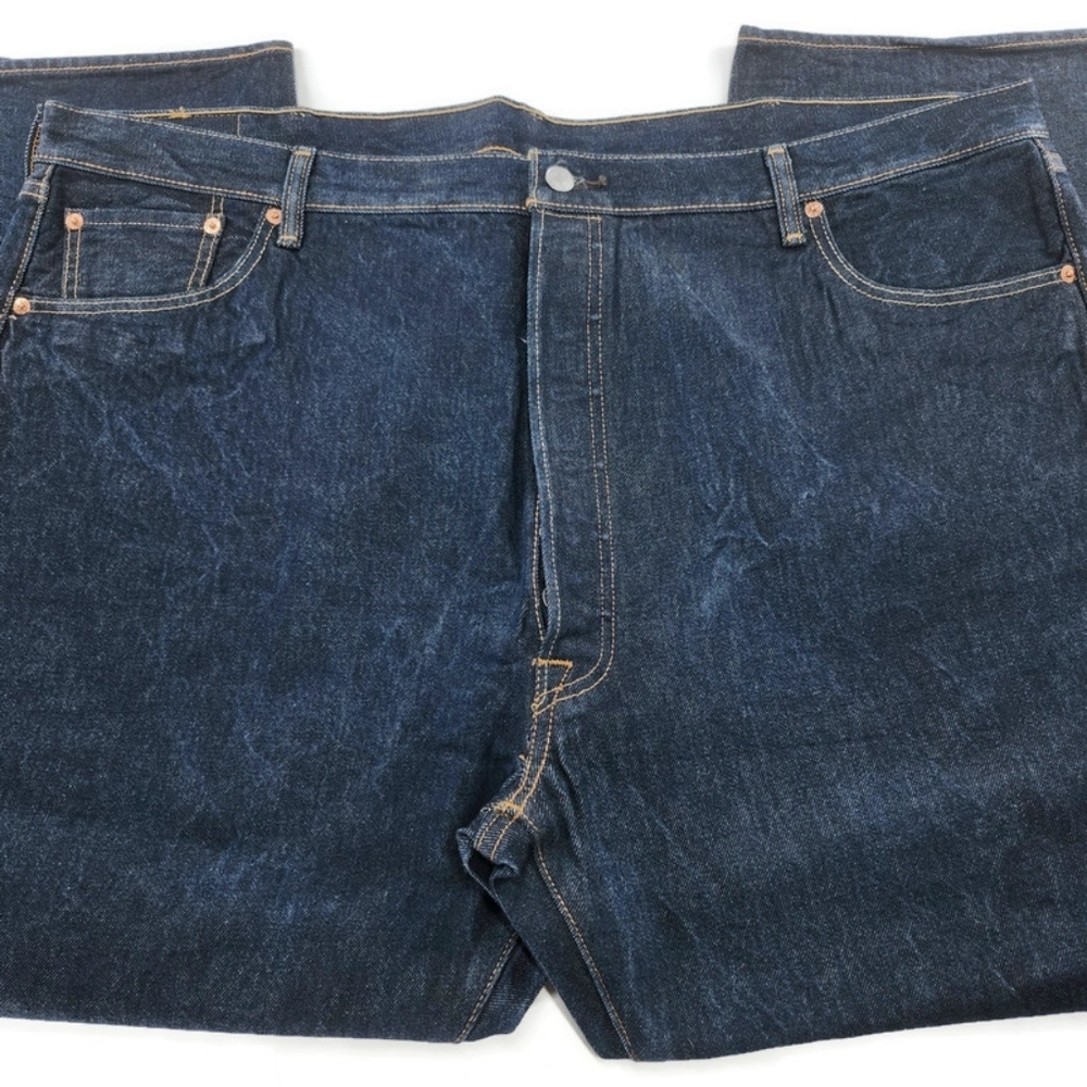 Levis 501 Dark Blue 100% Cotton Button Fly Denim Jeans 48 X 30 - Picture 4 of 9